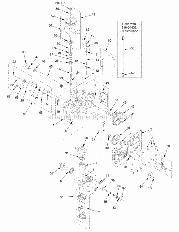 Transmission Rh Dd Axle Diagram and Parts List for RZT50 17BA5A7P712, 17BA5A7P710, 17BA5A7P709 Cub Cadet Lawn Mower